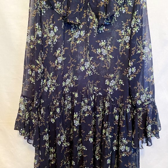 Laura Ashley Vintage Chiffon Drop Waist Dress with Botanical Print - Picture 6 of 11